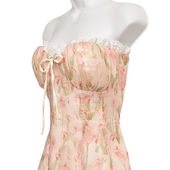 Windsor Whimsical Fairy Bunny Floral Strapless Babydoll Dress Light Pink Large - Picture 5 of 13